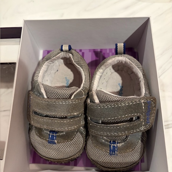 Pediped Shoes lot 2 pair new 6-12 months US 4-4.5, EU 19 gray navy sneakers nib - Picture 2 of 6